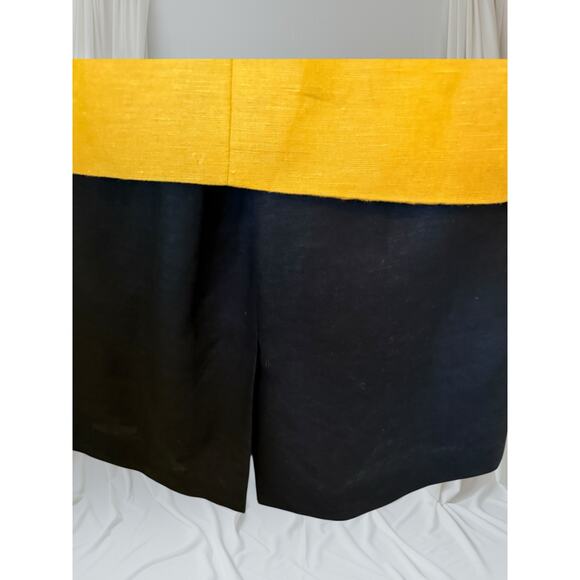 Vintage Oleg Cassini Mustard & Black Linen Double-Breasted Skirt Suit Set - Picture 7 of 9